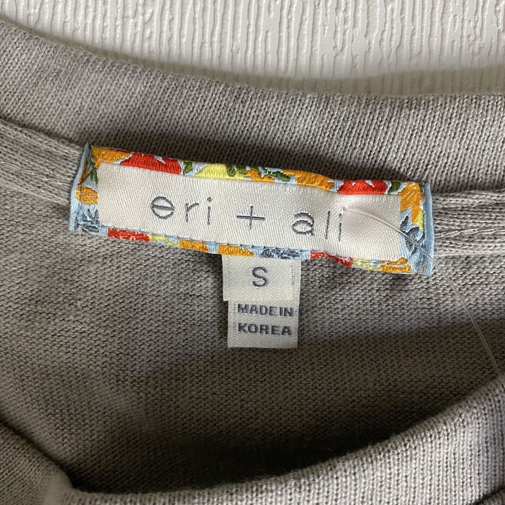 Anthropologie Eri + Ali NWT Taupe Long Sleeve Cotton Blouse Size Small. - Picture 6 of 11